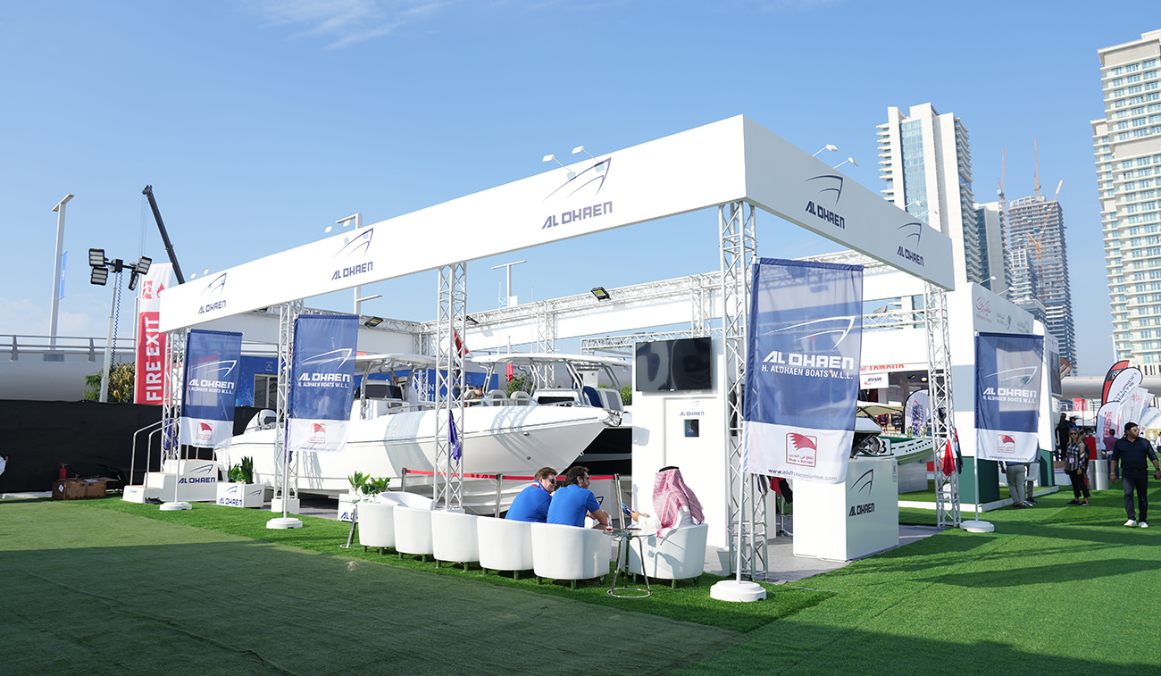 A group of people at an exhibition by Aldhaen Marine