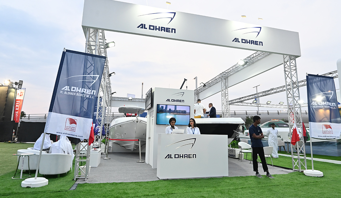 A group of people at an exhibition by Aldhaen Marine