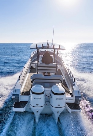 Rear view of a boat from Aldhaen Marine